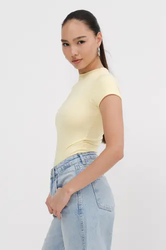 Bisiklet Yaka Kısa Kollu Bodysuit Z24-0043-H8-Y.Sarı - ADDAX (1)