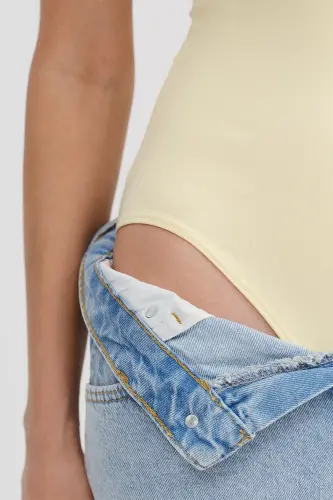 Bisiklet Yaka Kısa Kollu Bodysuit Z24-0043-H8 - Y.Sarı - 3