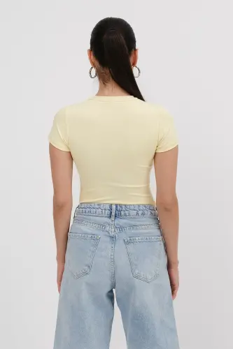 Bisiklet Yaka Kısa Kollu Bodysuit Z24-0043-H8 - Y.Sarı - 5