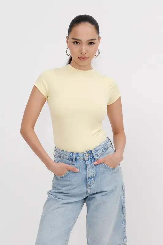 Bisiklet Yaka Kısa Kollu Bodysuit Z24-0043-H8 - Y.Sarı - 6