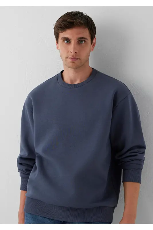 Bisiklet Yaka Lacivert Basic Sweatshirt 0S10276-70759 - Lacivert - 1