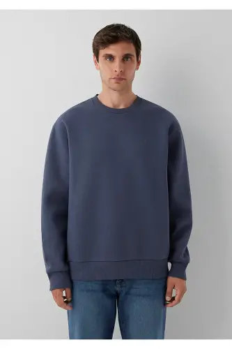 Bisiklet Yaka Lacivert Basic Sweatshirt 0S10276-70759 - Lacivert - 3