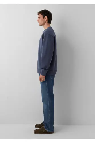 Bisiklet Yaka Lacivert Basic Sweatshirt 0S10276-70759 - Lacivert - 4