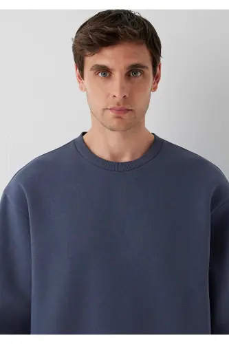 Bisiklet Yaka Lacivert Basic Sweatshirt 0S10276-70759 - Lacivert - 6