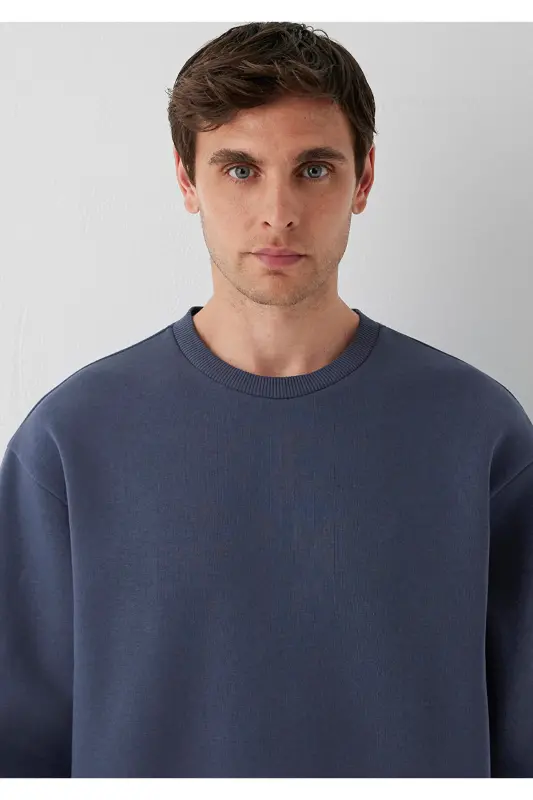 Bisiklet Yaka Lacivert Basic Sweatshirt 0S10276-70759 - Lacivert - 6