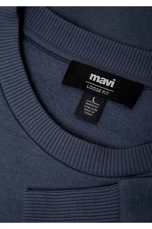 Bisiklet Yaka Lacivert Basic Sweatshirt 0S10276-70759 - Lacivert - 7