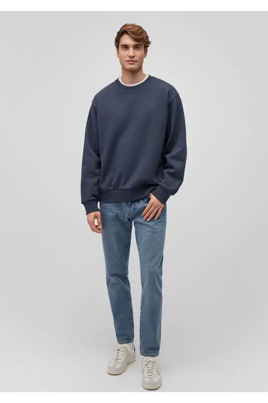 Bisiklet Yaka Lacivert Basic Sweatshirt 0S10276-87822 - Lacivert-87822 - Mavi
