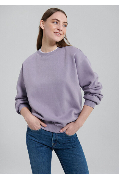 Bisiklet Yaka Lila Basic Sweatshirt 1610198-70556 - 8