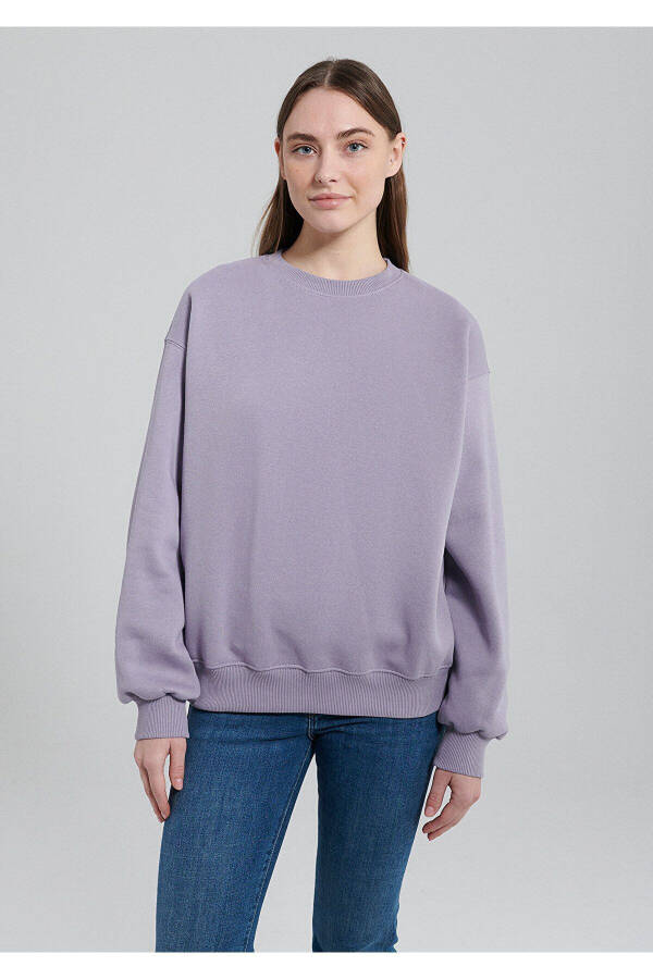 Bisiklet Yaka Lila Basic Sweatshirt 1610198-70556 - 10