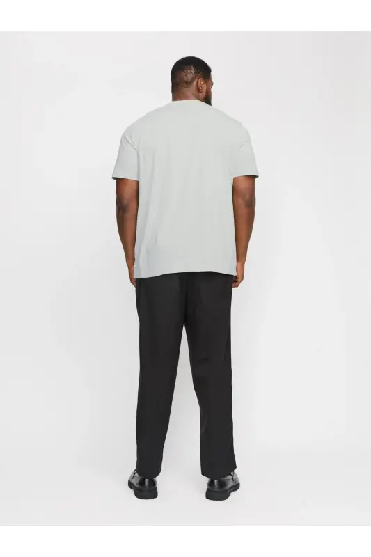 Bisiklet Yaka Logo Baskili Büyük Battal Beden Tisört-açıkgri - 2