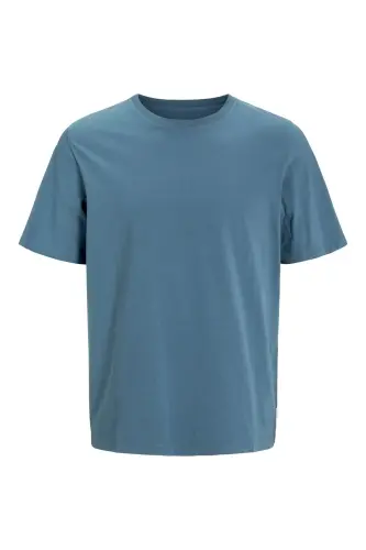 Bisiklet Yaka Logo Baskili Büyük Battal Beden Tisört-okyanusmavisi - 3