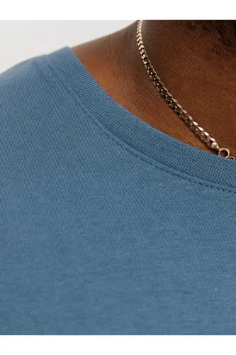 Bisiklet Yaka Logo Baskili Büyük Battal Beden Tisört-okyanusmavisi - 5