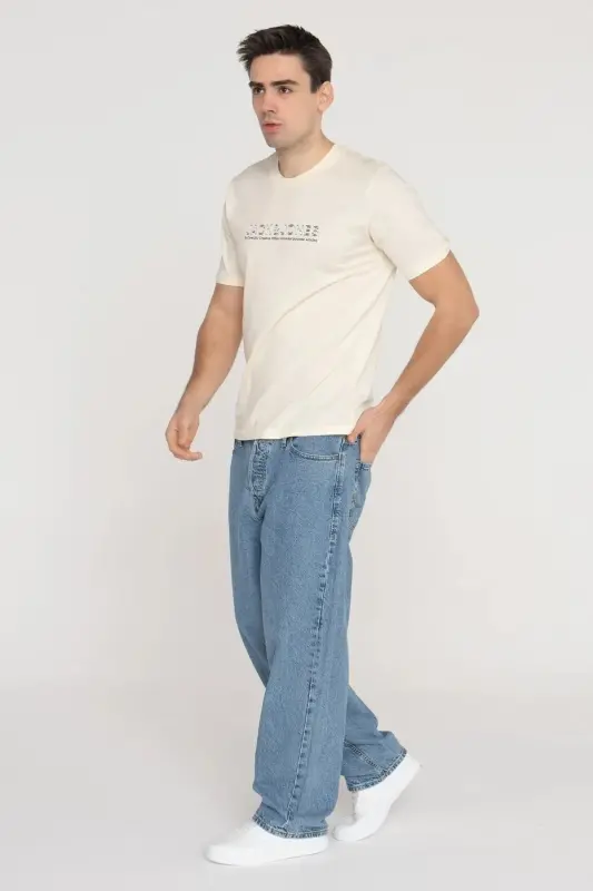 Bisiklet Yaka Logo Baskili Tisört - Bej-Dynamic - 4