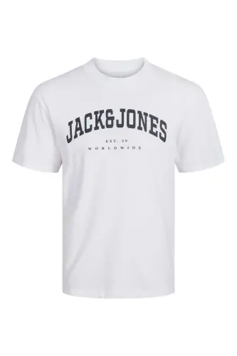 Bisiklet Yaka Logo Baskili Tisört Beyaz - White-Caleb - Jack & Jones (1)
