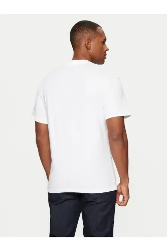 Bisiklet Yaka Logo Baskili Tisört Beyaz - White-Caleb - 5