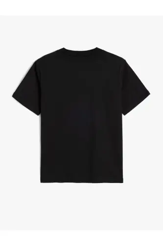 Bisiklet Yaka Pamuklu Kısa Kollu Basic Slim Fit Tişört - Siyah - KOTON (1)
