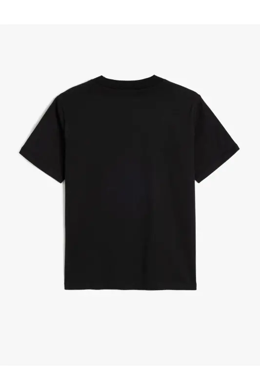 Bisiklet Yaka Pamuklu Kısa Kollu Basic Slim Fit Tişört - Siyah - 2