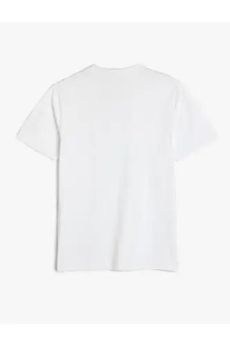 Bisiklet Yaka Pamuklu Kısa Kollu Basic Slim Fit Tişört - Beyaz - Koton (1)