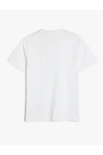 Bisiklet Yaka Pamuklu Kısa Kollu Basic Slim Fit Tişört - Beyaz - Koton (1)