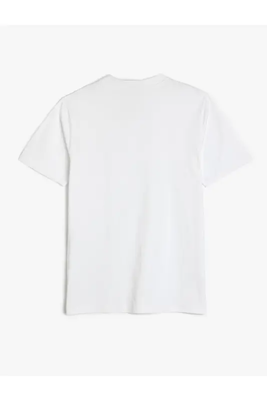 Bisiklet Yaka Pamuklu Kısa Kollu Basic Slim Fit Tişört - Beyaz - 2