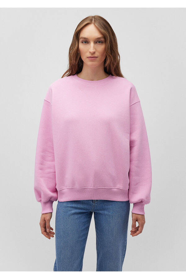 Bisiklet Yaka Pembe Basic Sweatshirt 1610198-71117 - 17