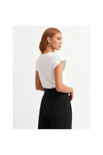 Bisiklet Yaka Penye T-shirt-WHiTE-white - 3