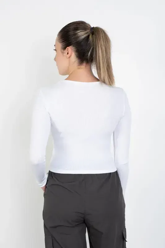 Bisiklet Yaka Ribanalı Modal Bluz B13342-n3 - 5