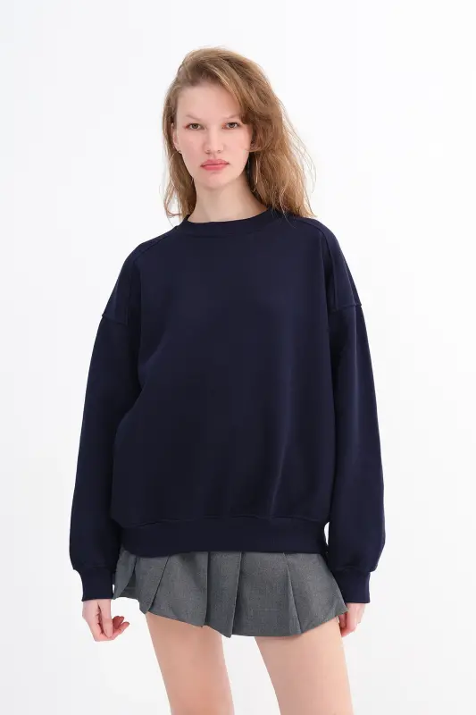 Bisiklet Yaka Şardonlu Basic Sweatshirt S3408-k11-Laci - 7