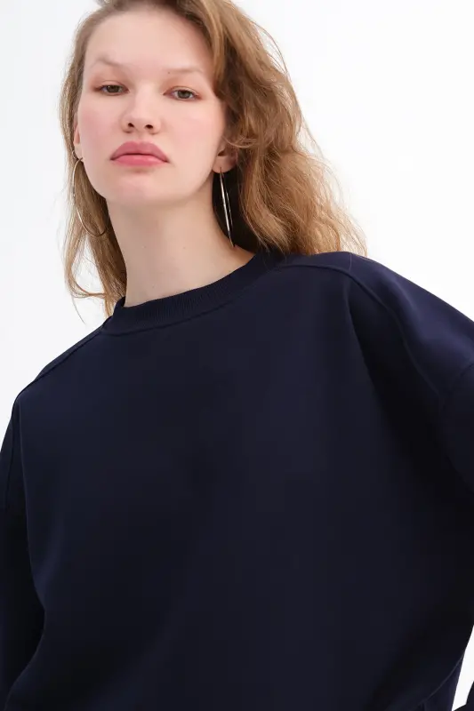Bisiklet Yaka Şardonlu Basic Sweatshirt S3408-k11-Laci - 11