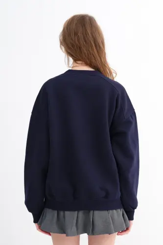 Bisiklet Yaka Şardonlu Basic Sweatshirt S3408-k11-Laci - 6