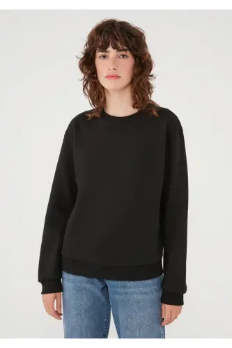 Bisiklet Yaka Siyah Basic Sweatshirt 1610198-447-Siyah - 3