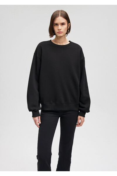 Bisiklet Yaka Siyah Basic Sweatshirt 1610198-900 - 24