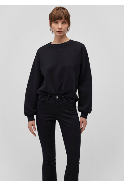 Bisiklet Yaka Siyah Basic Sweatshirt 1610198-900 - 1