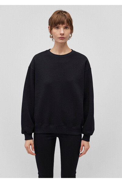 Bisiklet Yaka Siyah Basic Sweatshirt 1610198-900 - 3