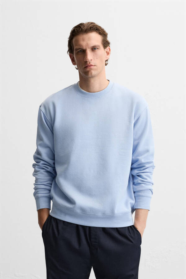 Bisiklet yaka sweatshirt, gök mavisi - 2