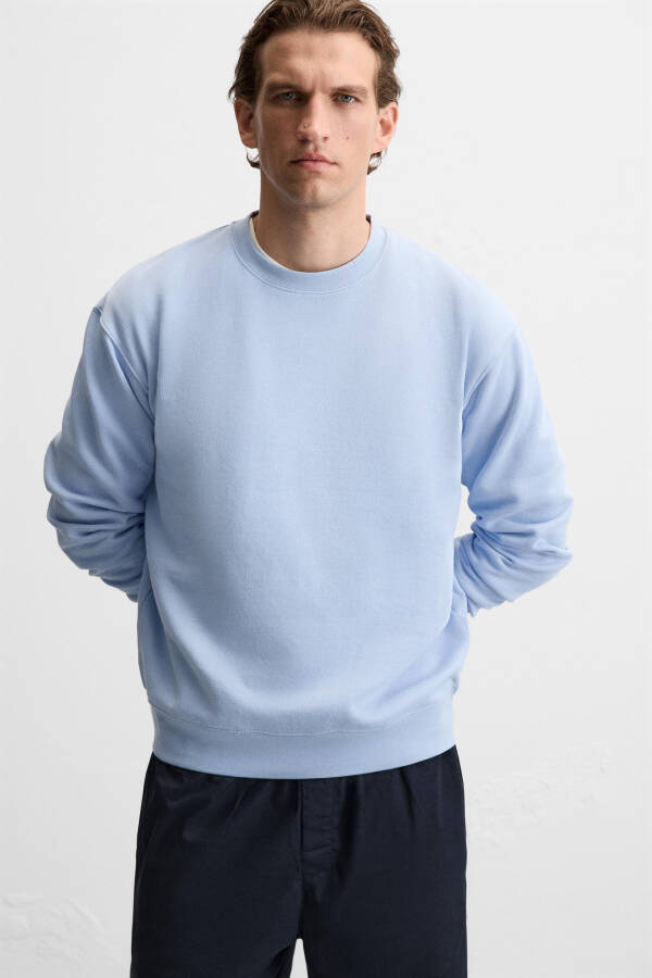 Bisiklet yaka sweatshirt, gök mavisi - 5