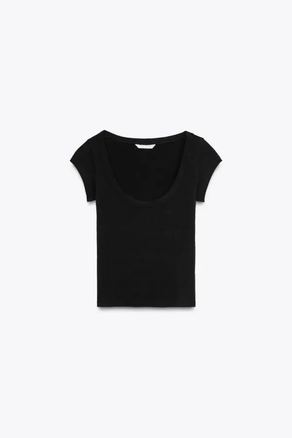 BİSİKLET YAKA T-SHIRT-Siyah - 1