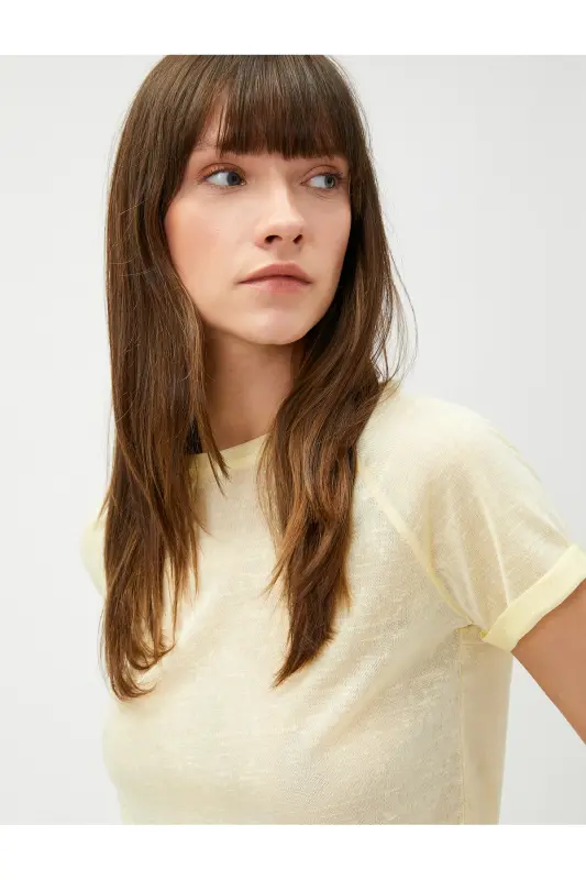 Bisiklet Yaka Tişört Reglan Kol-Sarı - 2