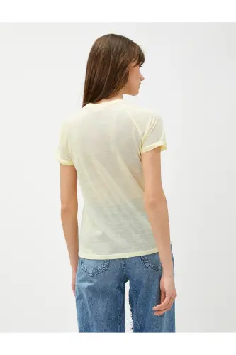 Bisiklet Yaka Tişört Reglan Kol-Sarı - 4