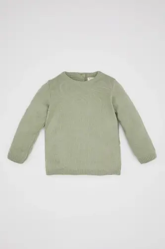 Bisiklet Yaka Triko Basic Kazak Erkek Bebek A5036A524AU - Yeşil-GN1135 