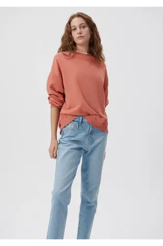 Bisiklet Yaka Turuncu Basic Sweatshirt 1611770-70444 - Turuncu-70444 - Mavi (1)