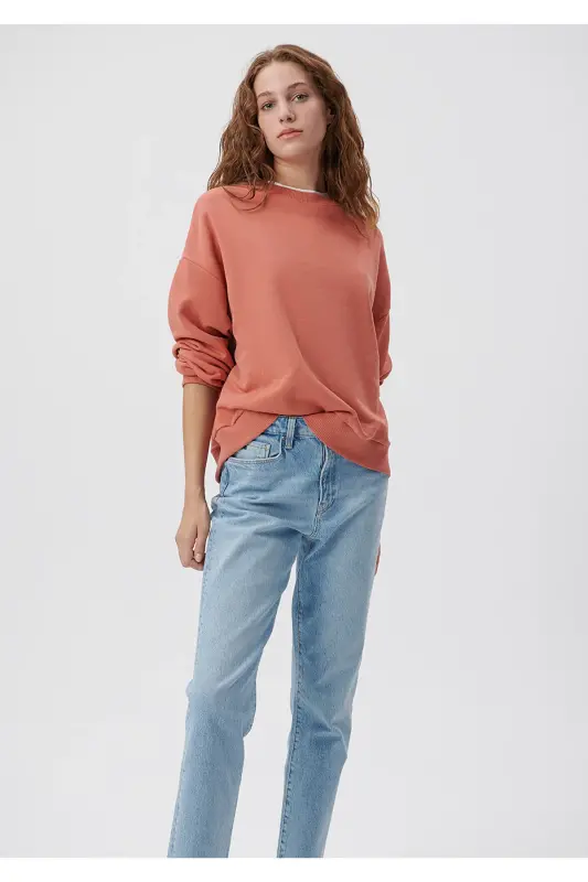 Bisiklet Yaka Turuncu Basic Sweatshirt 1611770-70444 - Turuncu-70444 - 2