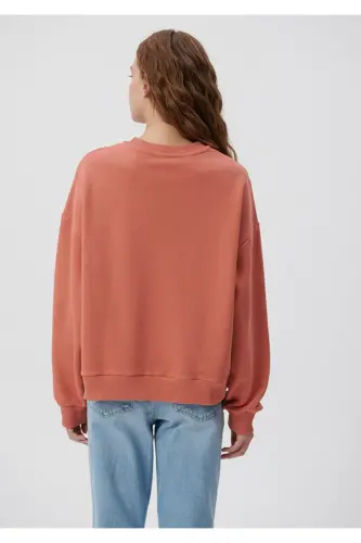 Bisiklet Yaka Turuncu Basic Sweatshirt 1611770-70444 - Turuncu-70444 - 4