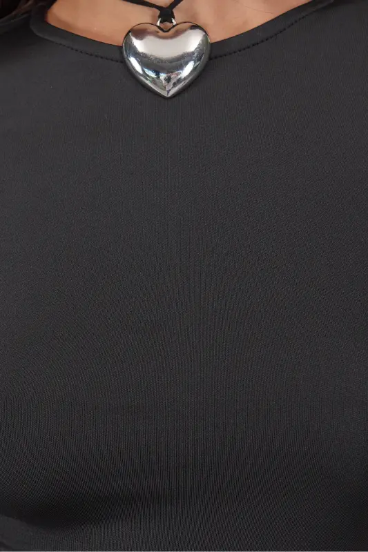 Bisiklet Yaka Uzun Kollu Basic Bluz B0074-G1-Siyah - 2