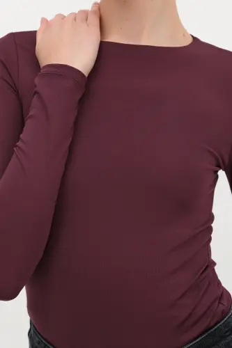 Bisiklet Yaka Uzun Kollu Basic Bodysuit Z0107-ASN75-Gardenya - 3