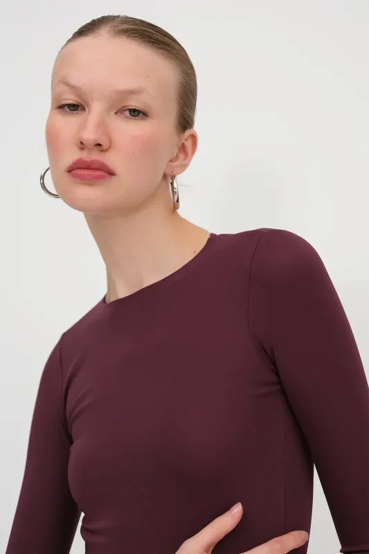 Bisiklet Yaka Uzun Kollu Basic Bodysuit Z0107-ASN75-Gardenya - 2