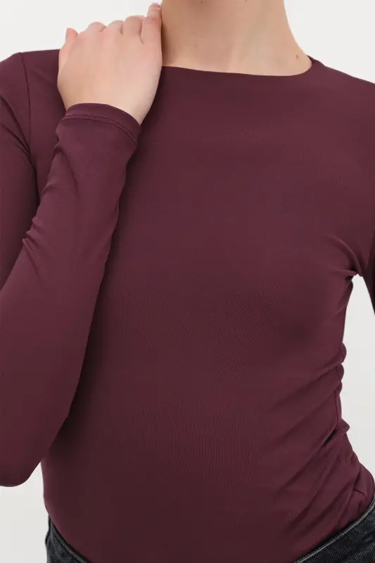 Bisiklet Yaka Uzun Kollu Basic Bodysuit Z0107-ASN75-Gardenya - 3