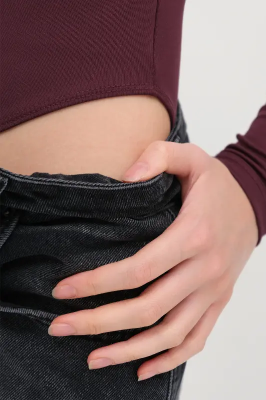 Bisiklet Yaka Uzun Kollu Basic Bodysuit Z0107-ASN75-Gardenya - 5