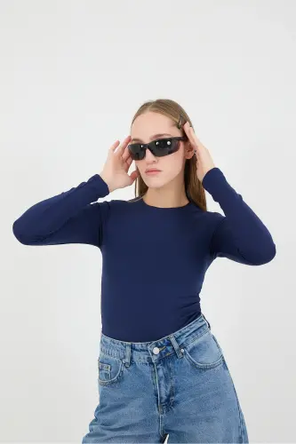 Bisiklet Yaka Uzun Kollu Basic Bodysuit Z0107-ASN75-Laci - 6