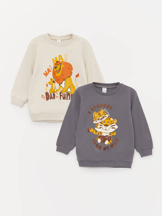 Bisiklet Yaka Uzun Kollu Baskılı Erkek Bebek Sweatshirt 2'li - 15